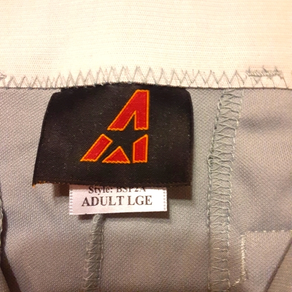 A STAR BASEBALL/SOFTBALL PANTS GREY BELT LOOP ELASTIC STRETCH ADULT LARGE  NWT. - Picture 10 of 12